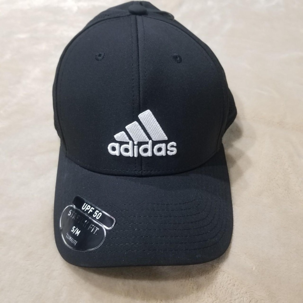 Nwt Adidas Hat Cap Stretch Black Men's Adizero Scrimmage SF Climalite S/M UPF 50